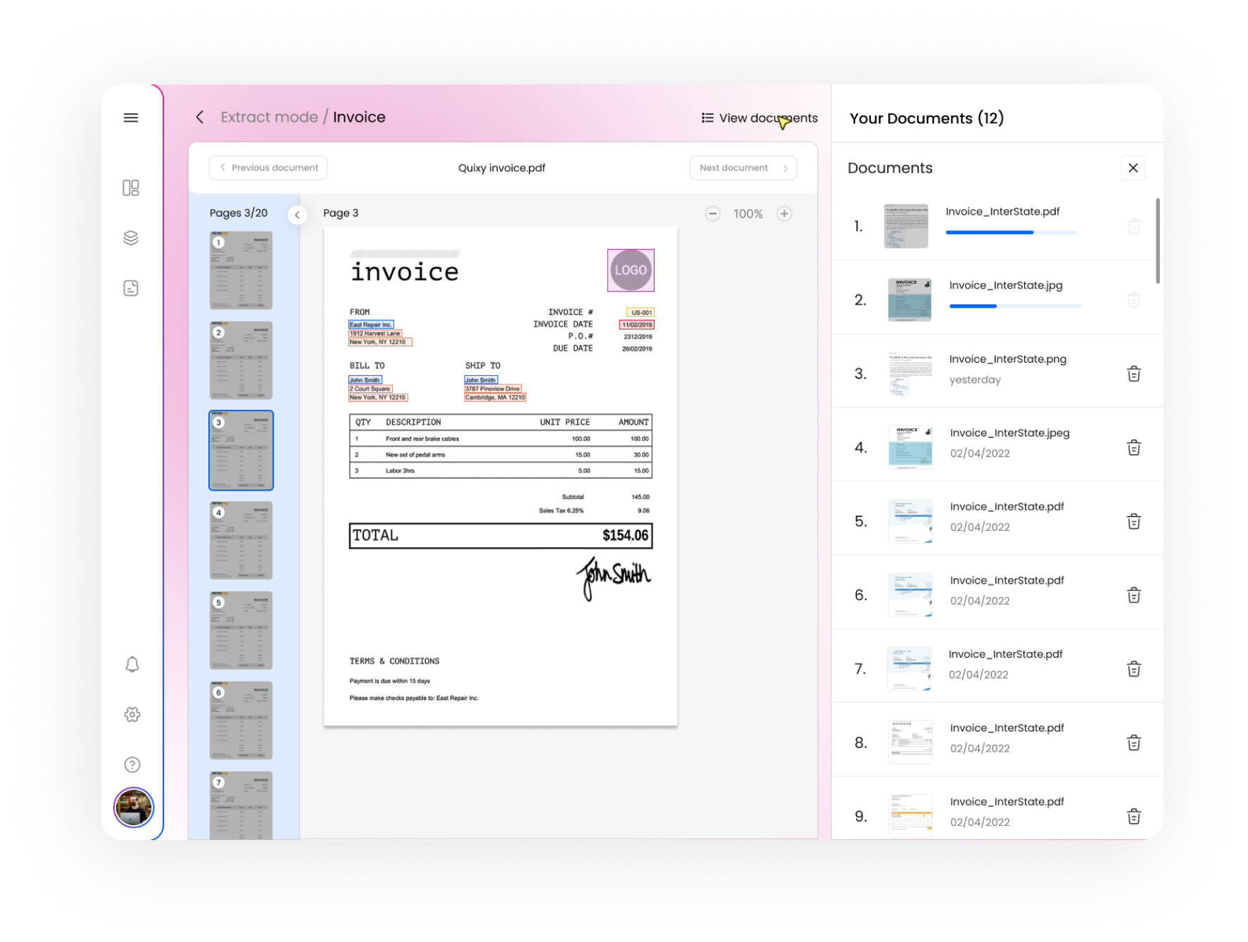 Model View - Extrat Mode - View Documents 1